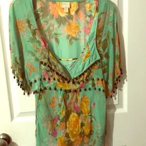 Beaded floral top with matching camisole